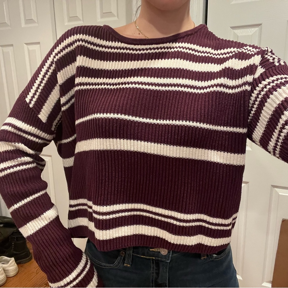 Burgundy striped sweater from Pacsun!